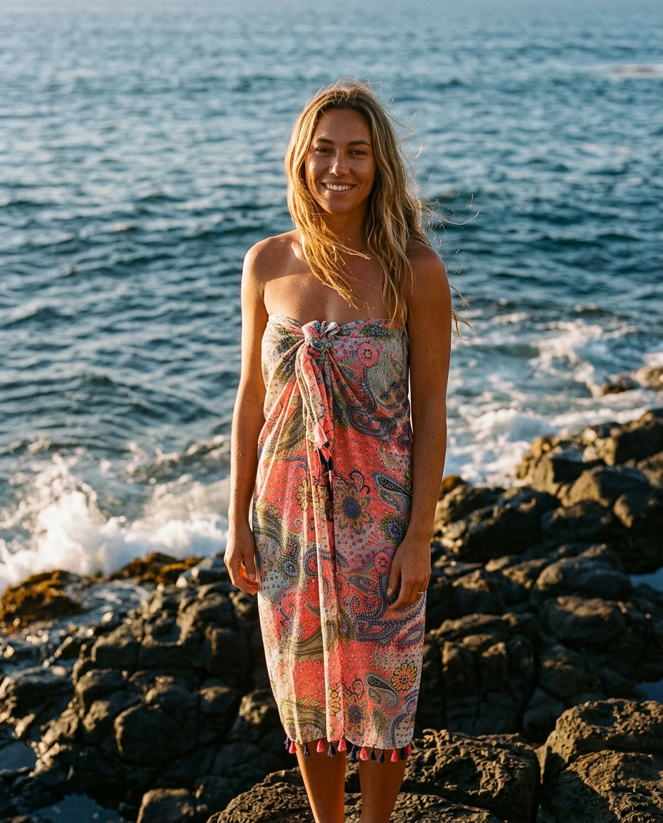 Noor Coral Paisley Sarong