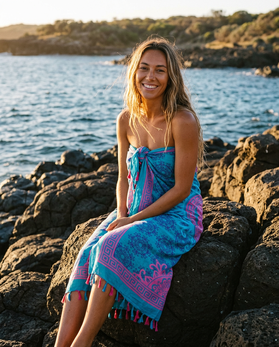 Noor Teal Baroque Sarong