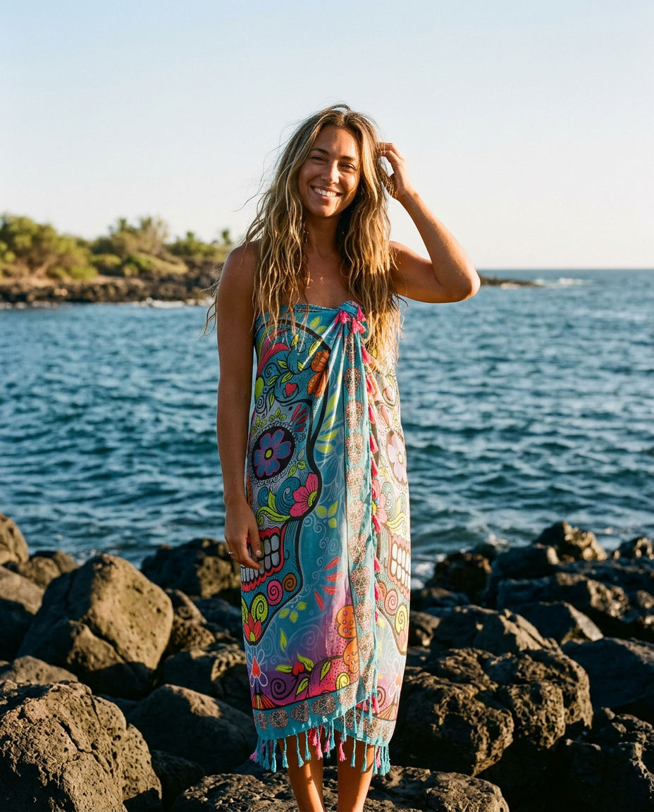Noor Teal Kaleidoscope Sarong