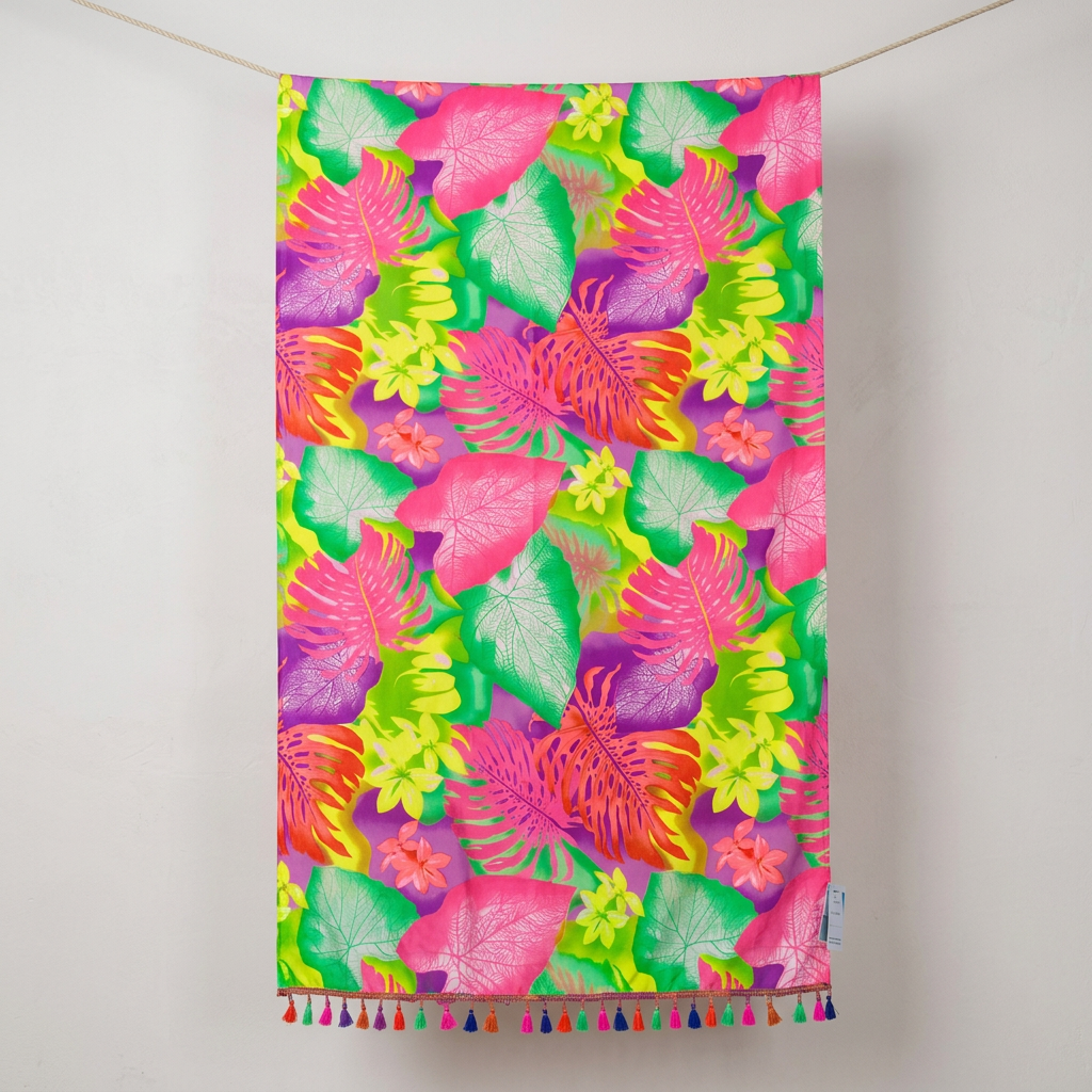 Neon Garden Beach Sarong
