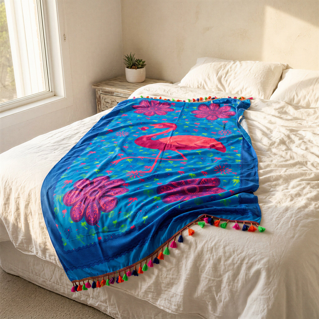 Electric Flamingo Beach Sarong