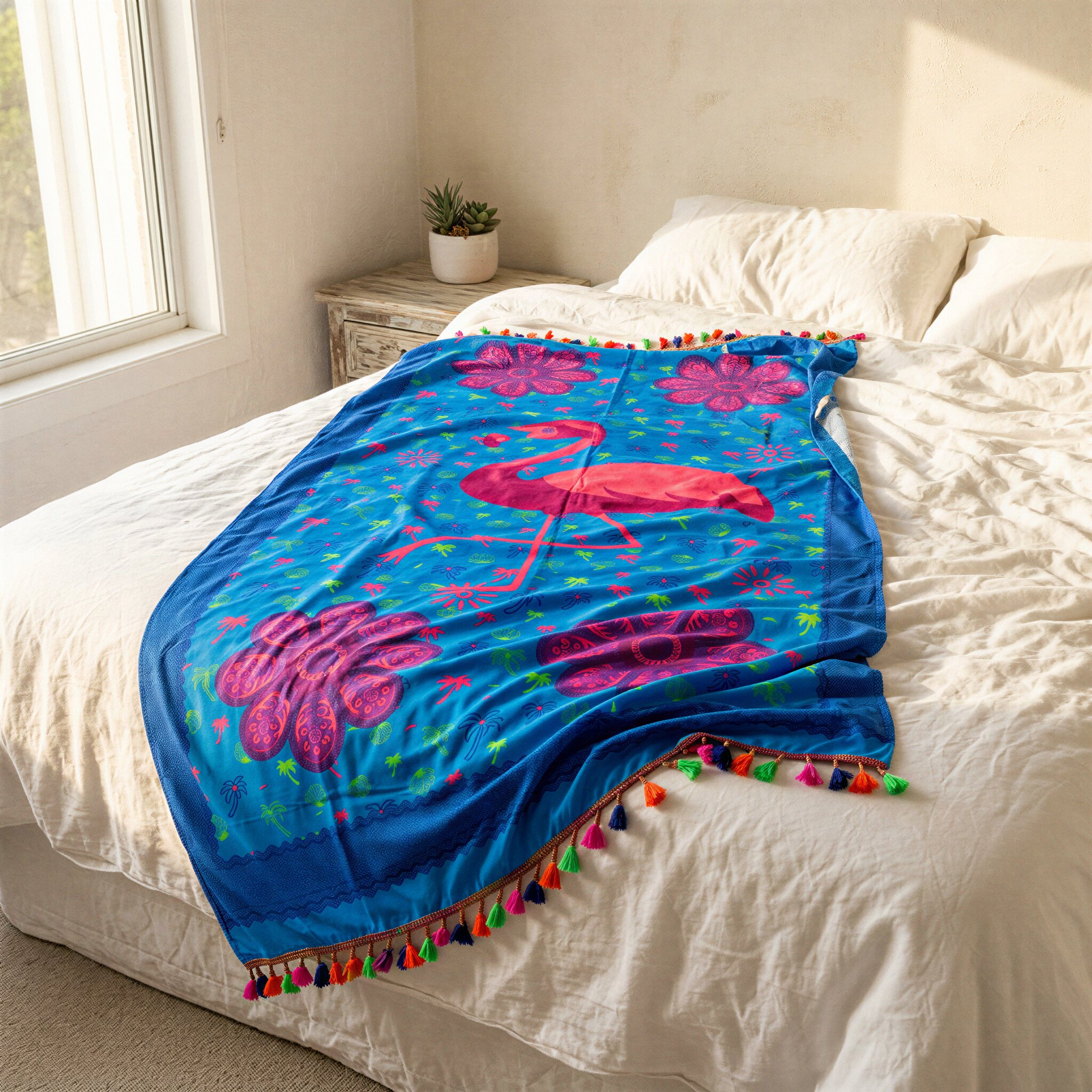 Electric Flamingo Beach Sarong