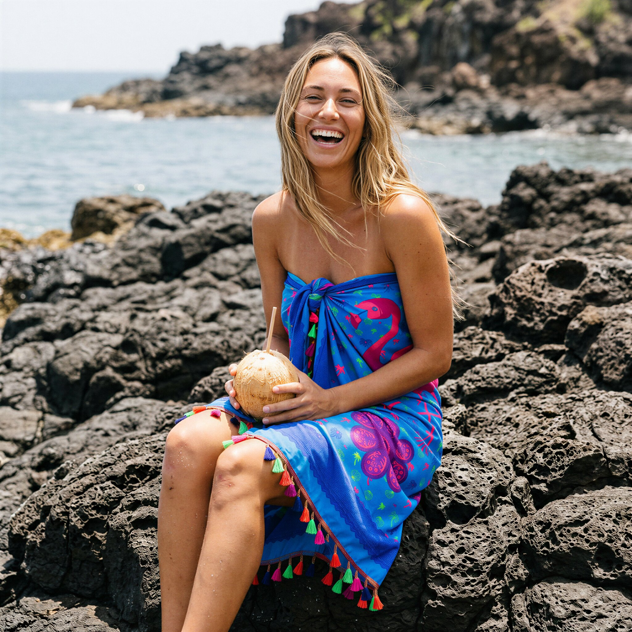 Electric Flamingo Beach Sarong
